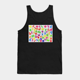 Jumbled Multi Coloured Letters Glow Tank Top